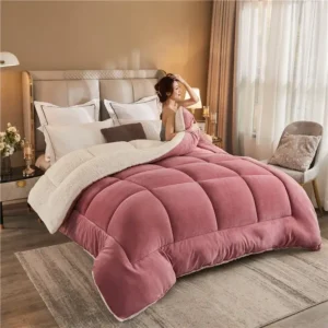 couverture chaude en molleton de lait épais pour l'hiver rose