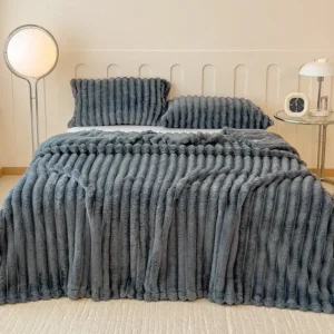 Couverture en flanelle à larges rayures épaisses