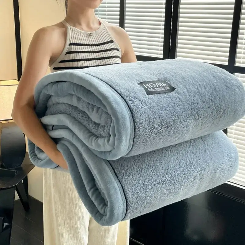 couverture en velours douce et moelleuse bleu