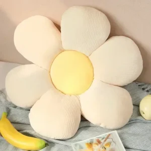 coussin de dossier en forme de fleur, soutien lombaire doux et confortable blanc jaune