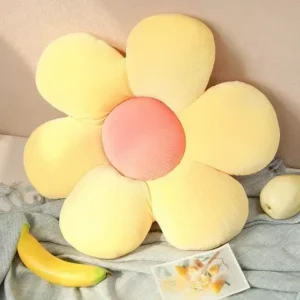 coussin de dossier en forme de fleur, soutien lombaire doux et confortable jaune rose