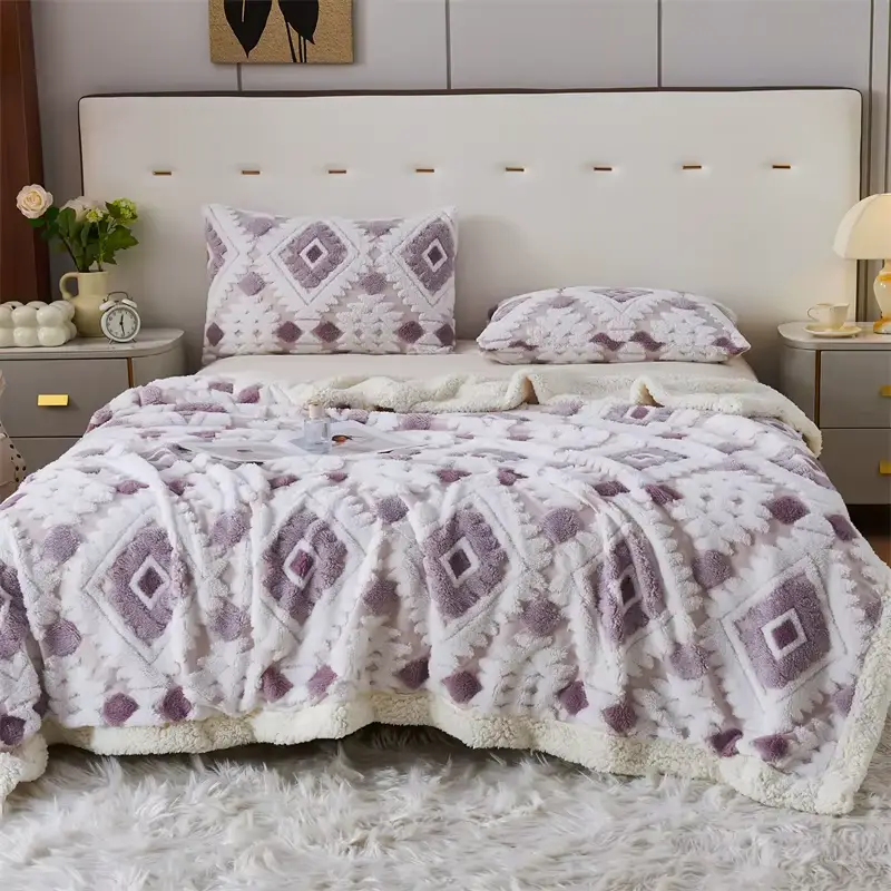 couverture en laine d'agneau artificielle, chaude et confortable