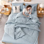 couverture légère d'été, fraîche et confortable + 2 taies d'oreillers (ensemble de 3 pièces)