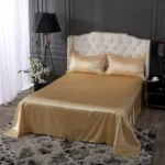 drap en satin soyeux haut de gamme avec 2 taies d'oreiller
