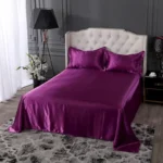 drap en satin soyeux haut de gamme avec 2 taies d'oreiller