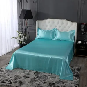 drap en satin soyeux haut de gamme avec 2 taies d'oreiller