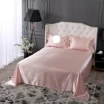 drap en satin soyeux haut de gamme avec 2 taies d'oreiller