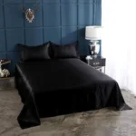 drap en satin soyeux haut de gamme avec 2 taies d'oreiller