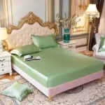 drap housse en satin soyeux haut de gamme + 2 taies d'oreiller