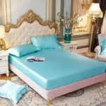 drap housse en satin soyeux haut de gamme + 2 taies d'oreiller