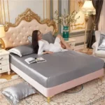 drap housse en satin soyeux haut de gamme + 2 taies d'oreiller