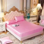 drap housse en satin soyeux haut de gamme + 2 taies d'oreiller