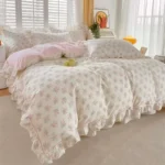 ensemble de housse de couette à volants 100% coton avec les 2 taies d'oreiller