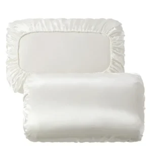 housse de coussin en satin lisse à bande élastique, confortable et solide blanc