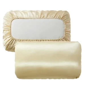 housse de coussin en satin lisse à bande élastique, confortable et solide champagne