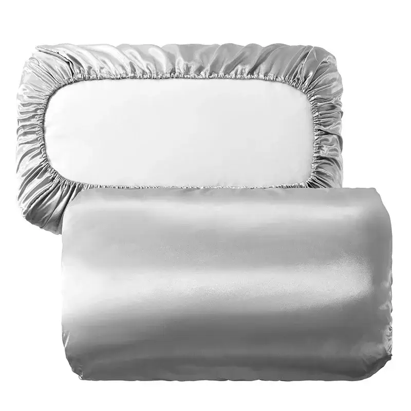 housse de coussin en satin lisse à bande élastique, confortable et solide gris