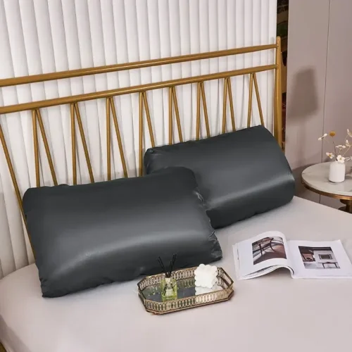 housse de coussin en satin lisse à bande élastique, confortable et solide noir