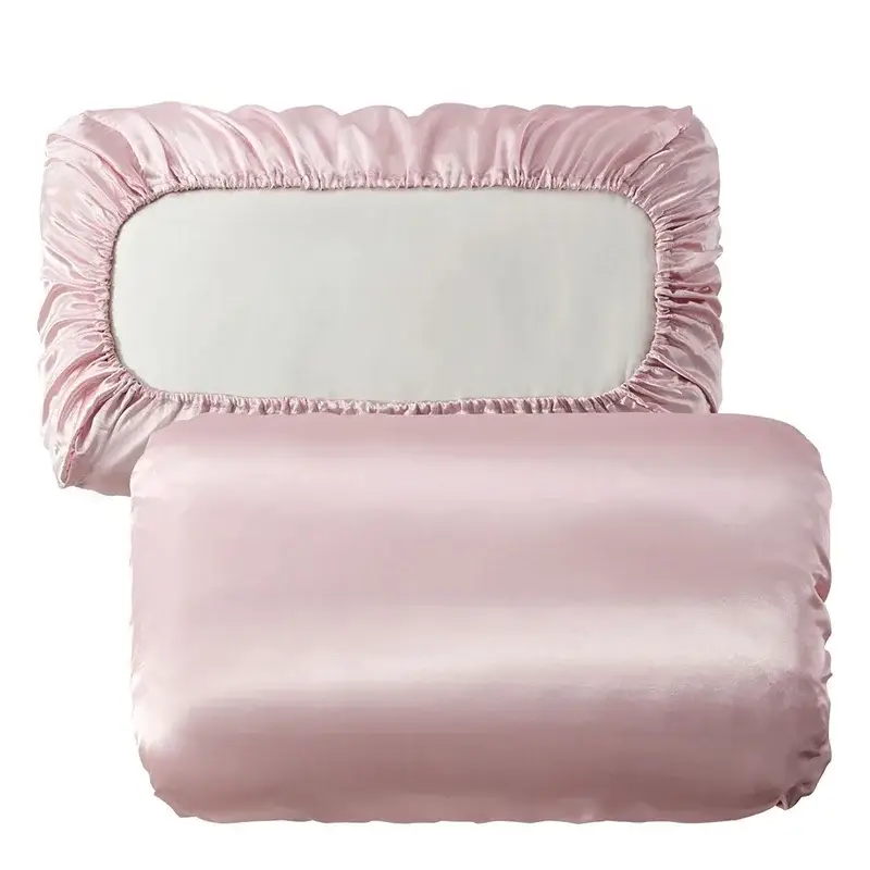 housse de coussin en satin lisse à bande élastique, confortable et solide rose