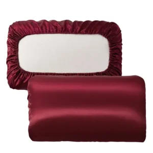 housse de coussin en satin lisse à bande élastique, confortable et solide rouge