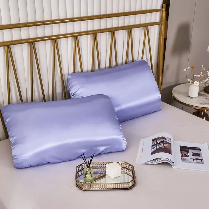 housse de coussin en satin lisse à bande élastique, confortable et solide violet