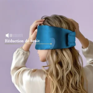 fiche produit d'un masque de sommeil en soie de mûrier, doux, sans pression et réglable