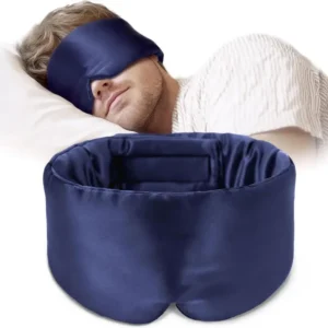 masque de sommeil en soie de mûrier, doux, sans pression et réglable marine