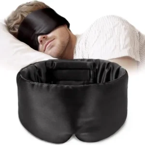 masque de sommeil en soie de mûrier, doux, sans pression et réglable noir