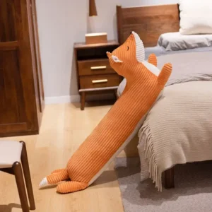 oreiller chien latéral 110 cm, compagnon câlin orange et blanc