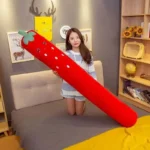 oreiller cylindrique mignon pour dormir sur le côté fraise