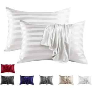 taie d'oreiller en satin, jacquard de haute qualité blanc