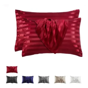 taie d'oreiller en satin, jacquard de haute qualité rouge