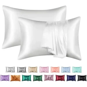 taie en satin soyeux (lot de 2 taies d'oreiller) blanc