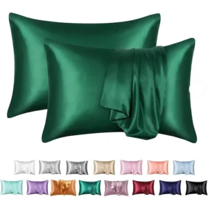 taie en satin soyeux (lot de 2 taies d'oreiller) vert