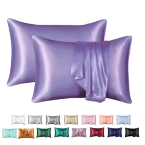 taie en satin soyeux (lot de 2 taies d'oreiller) violet