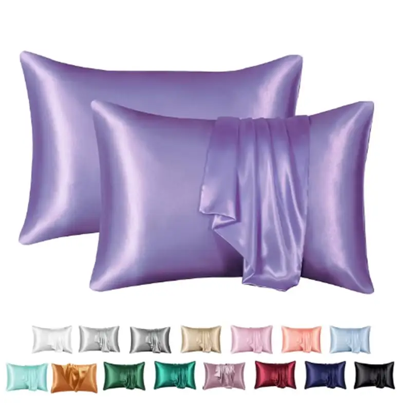 taie en satin soyeux (lot de 2 taies d'oreiller) violet
