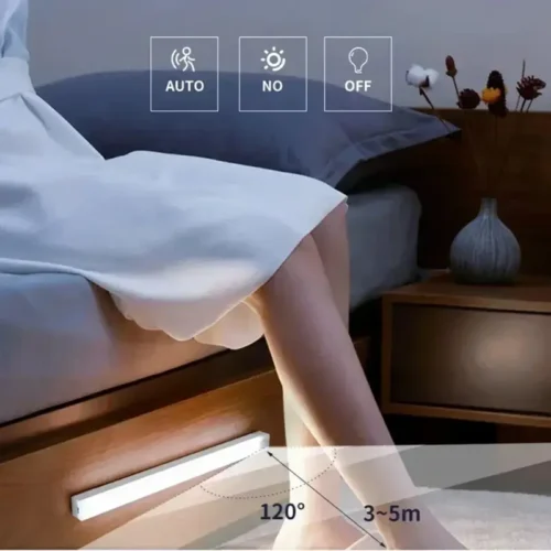 bande lumineuse led avec détecteur de mouvement, sans fil, rechargeable par usb, applique murale