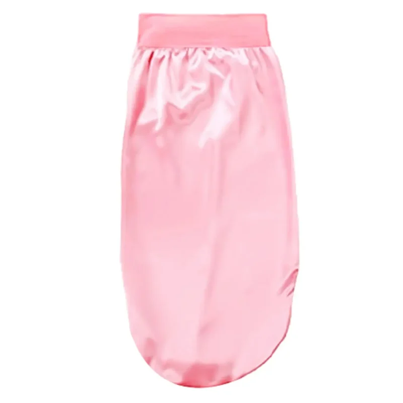 bonnet de nuit long en satin, soyeux avec large bande élastique rose