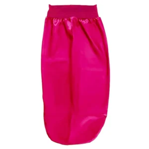 bonnet de nuit long en satin, soyeux avec large bande élastique rose bonbon