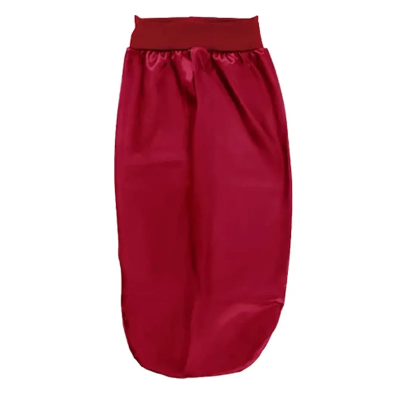 bonnet de nuit long en satin, soyeux avec large bande élastique rouge