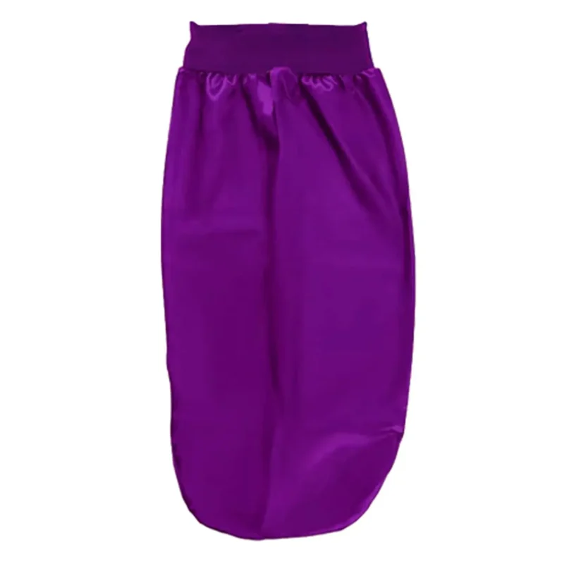 bonnet de nuit long en satin, soyeux avec large bande élastique violet