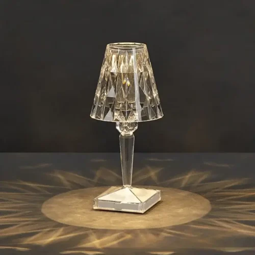 lampe en cristal de diamant acrylique à led, chargement usb, tactile pour chambre à coucher blanc