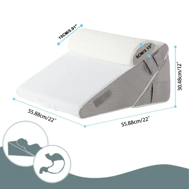 oreiller compensé, mousse à mémoire de forme avec appui tête, coussin incliné réglable