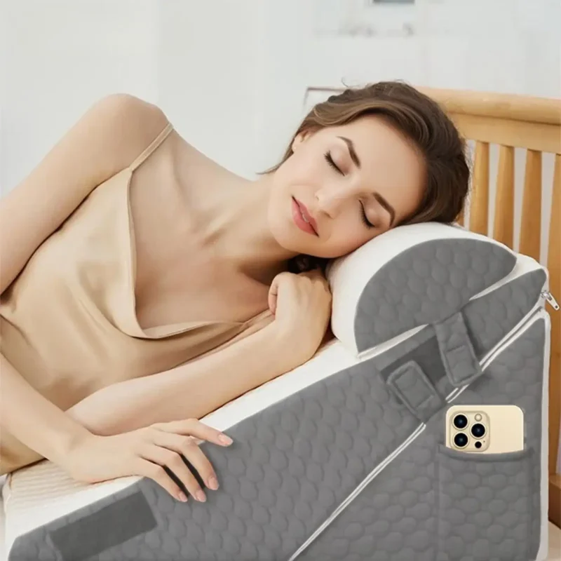 oreiller compensé, mousse à mémoire de forme avec appui tête, coussin incliné réglable