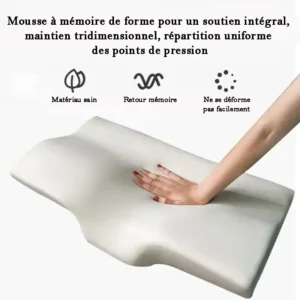 oreiller en coton à mémoire de forme à rebond lent, soutien cervicale
