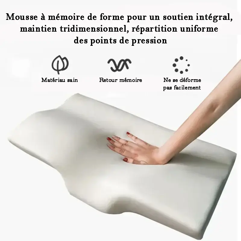 oreiller en coton à mémoire de forme à rebond lent, soutien cervicale
