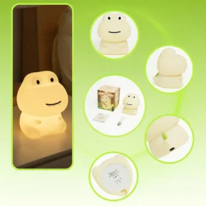 veilleuse hippopotame mignon en silicone, lumière douce, clap automatique